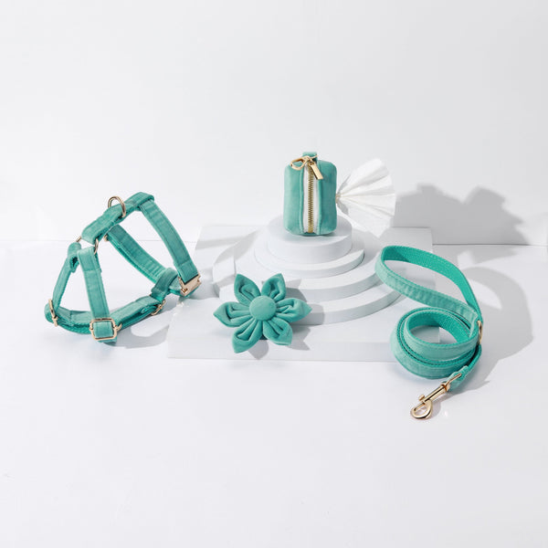 Petspuff Step-In Floral Harness Bundle – Sea Green | Pack of 4 | Dog & Cat