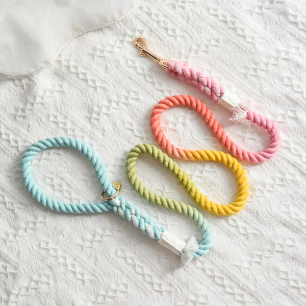 Petspuff Sweet Lollie Cotton Rope Dog Lead – Handmade 5ft Leash with Solid Brass Hardware