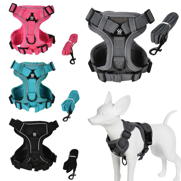 Petspuff Soft Mesh Hiking Harness & Lead Set – Reflective Vest Harness | Small Dogs & Cats
