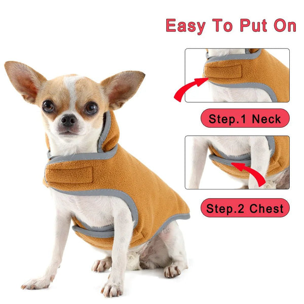 Petspuff Reflective Corduroy Dog Jacket – Fleece-Lined Winter Coat with Lead Hole | Small & Medium Dogs