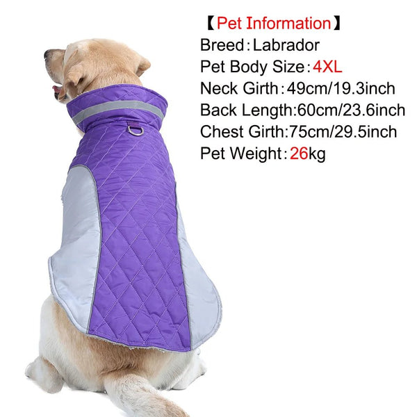 Petspuff Reflective Plaid Fleece Dog Coat – Waterproof High-Neck Jacket | Small to Large Dogs