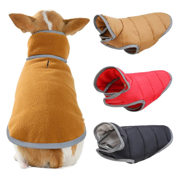 Petspuff Reflective Corduroy Dog Jacket – Fleece-Lined Winter Coat with Lead Hole | Small & Medium Dogs
