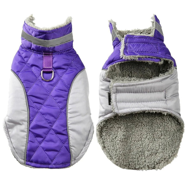 Petspuff Reflective Plaid Fleece Dog Coat – Waterproof High-Neck Jacket | Small to Large Dogs
