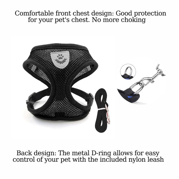 Petspuff Escape-Proof Cat Harness & Lead Set – Reflective Mesh Vest | Cats, Kittens & Small Dogs