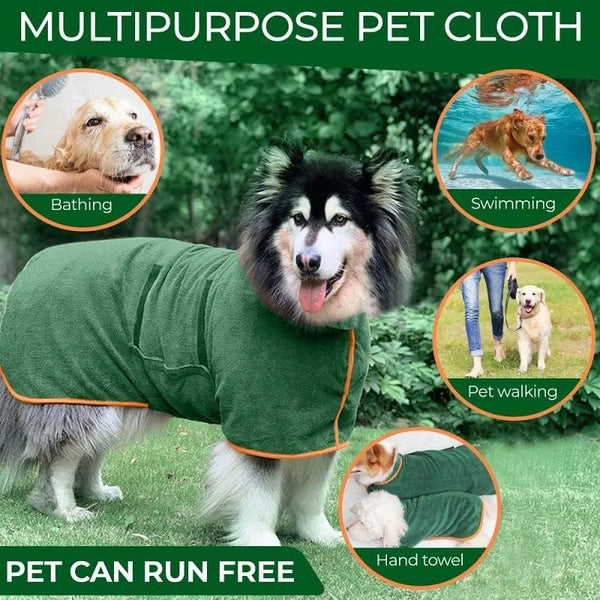 Petspuff Dog Drying Coat – Super Absorbent Microfibre Bathrobe | XS to XL Dogs