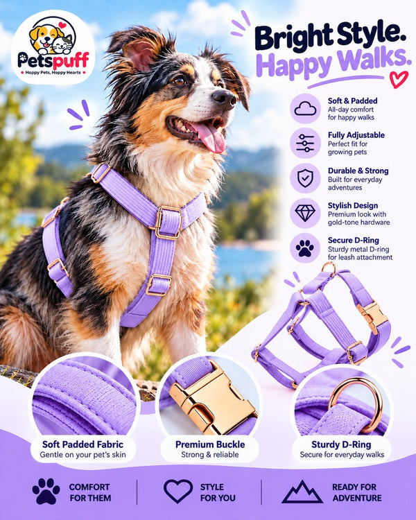 Petspuff Step-In Dog & Cat Harness Bright Purple | Adjustable | Lightweight