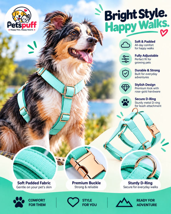 Petspuff Step-In Dog & Cat Harness Ice Blue | Adjustable | Lightweight