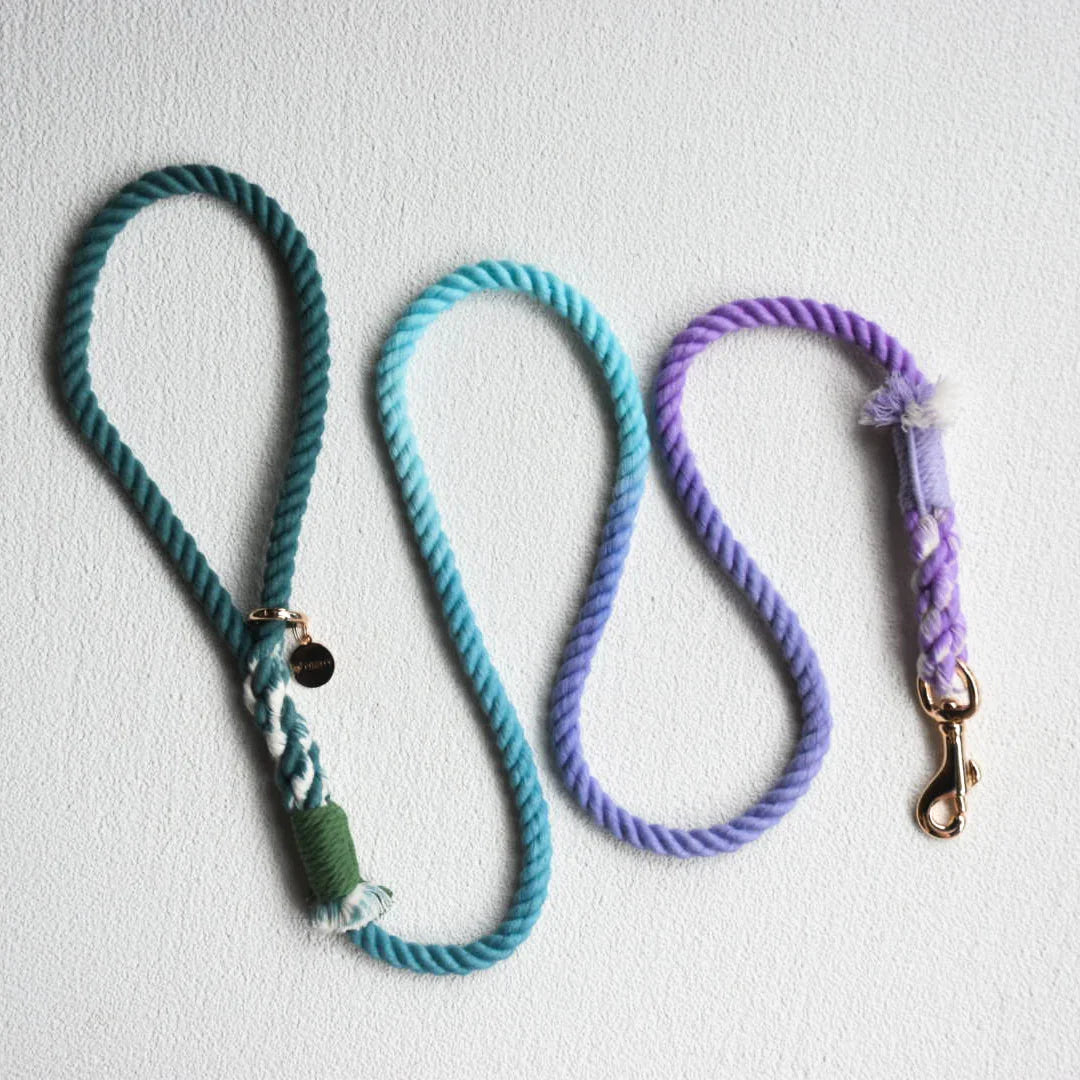 Petspuff My Mermaid Cotton Rope Dog Lead – Handmade 5ft Leash with Solid Brass Hardware