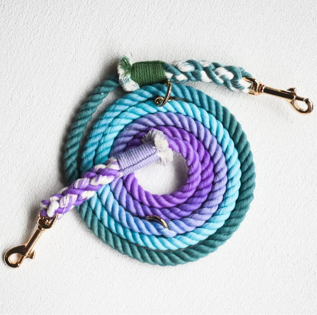 Petspuff My Mermaid Cotton Rope Dog Lead – Handmade 5ft Leash with Solid Brass Hardware