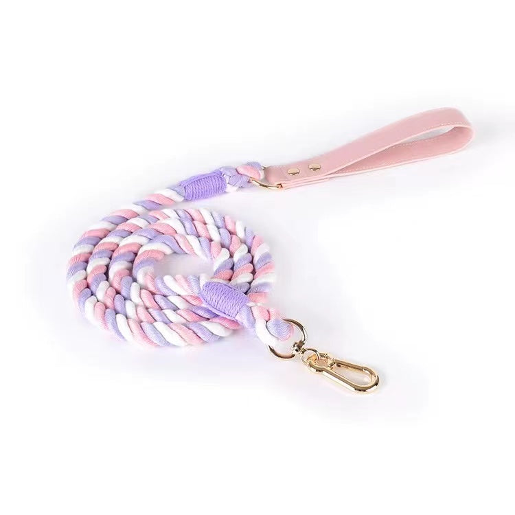 Petspuff Skyfall Luxe Leather & Cotton Rope Dog Lead – Handmade 5ft Leash, Solid Brass