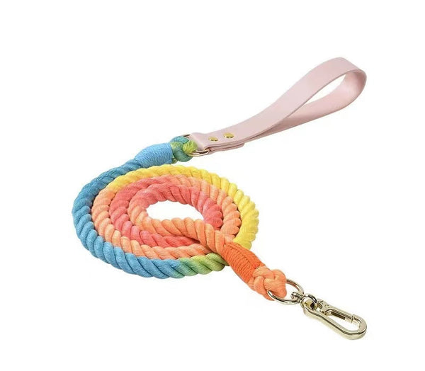 Petspuff Classic Love Luxe Leather & Cotton Rope Dog Lead – Handmade 5ft Leash, Solid Brass