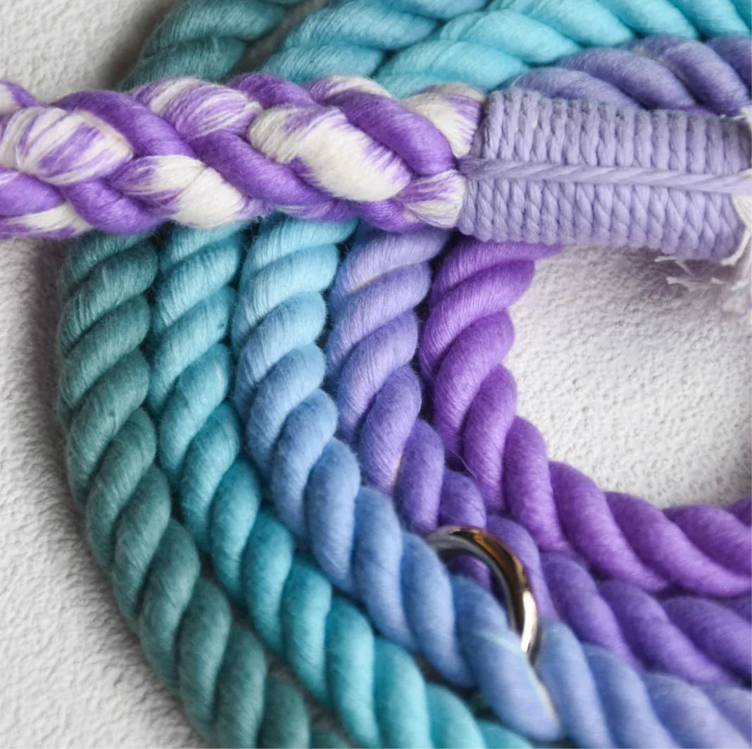 Petspuff My Mermaid Cotton Rope Dog Lead – Handmade 5ft Leash with Solid Brass Hardware