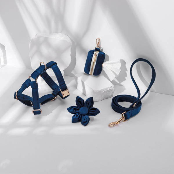 Petspuff Step-In Floral Harness Bundle – Navy Blue | Pack of 4 | Dog & Cat