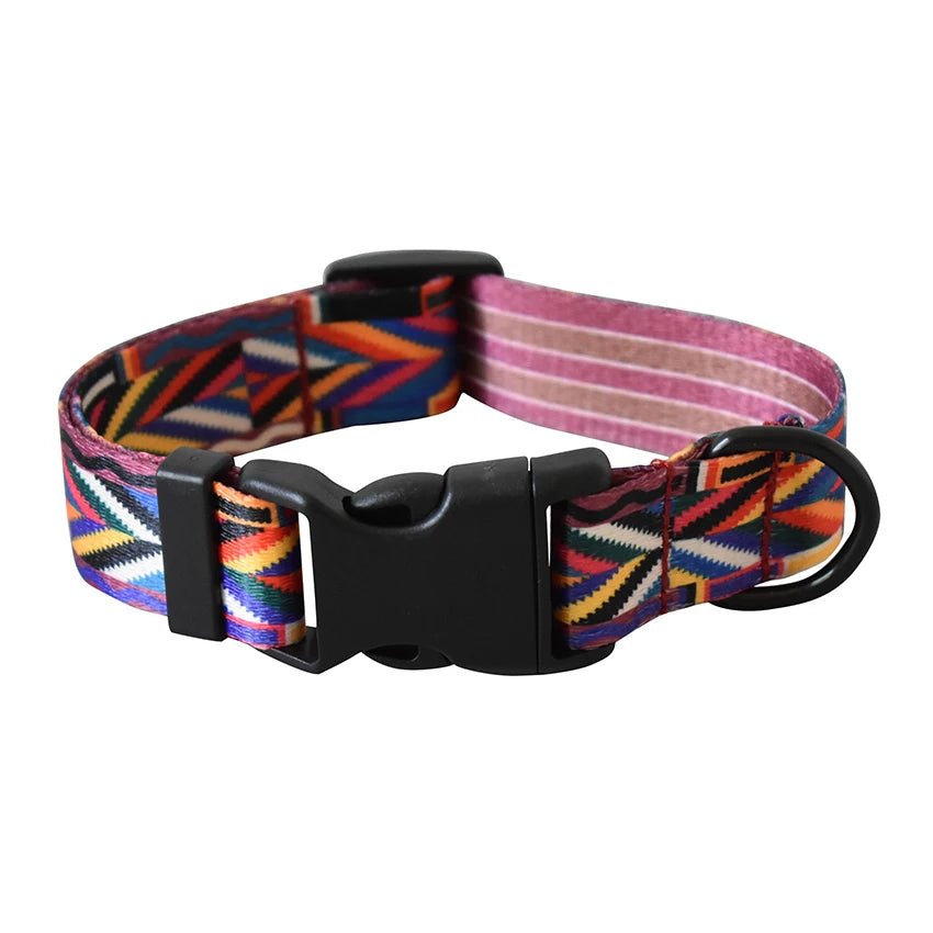 Petspuff Personalised Boho Print Nylon Dog Collar & Lead – Free Engraved Name Tag | S–XL