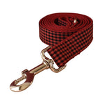 Petspuff Personalised Check Bow Dog Collar & Lead – Engraved Name Tag | French Bulldog to Labrador