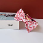 Petspuff Personalised Floral Bow Tie Dog Collar & 1.5m Lead – Metal Buckle, Engraved Name Tag - Petspuff