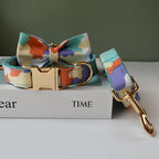 Petspuff Personalised Camo Dog Collar & Lead with Bow Tie – Metal Buckle, Engraved Name Tag | Medium & Big Dogs