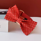 Petspuff Red Polka Dot Bow Tie Dog Collar & Lead – Adjustable Cotton Collar | S–XL