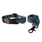Petspuff Personalised Boho Print Nylon Dog Collar & Lead – Free Engraved Name Tag | S–XL