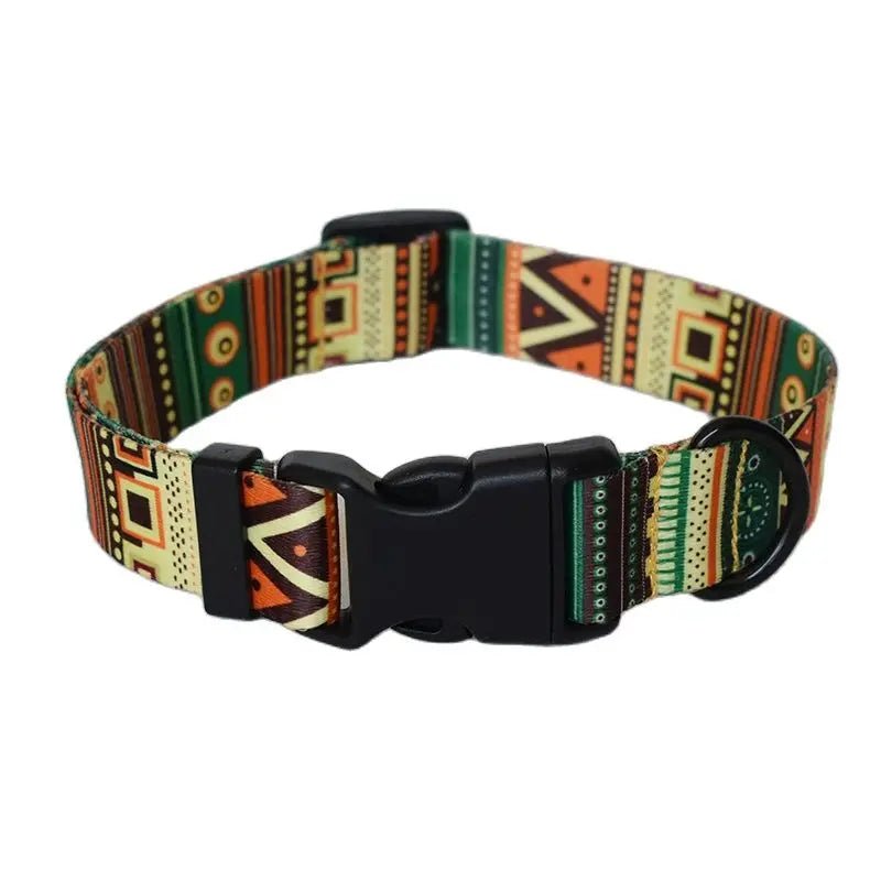 Petspuff Personalised Boho Print Nylon Dog Collar & Lead – Free Engraved Name Tag | S–XL