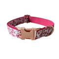 Petspuff Personalised Floral Bow Tie Dog Collar & 1.5m Lead – Metal Buckle, Engraved Name Tag - Petspuff