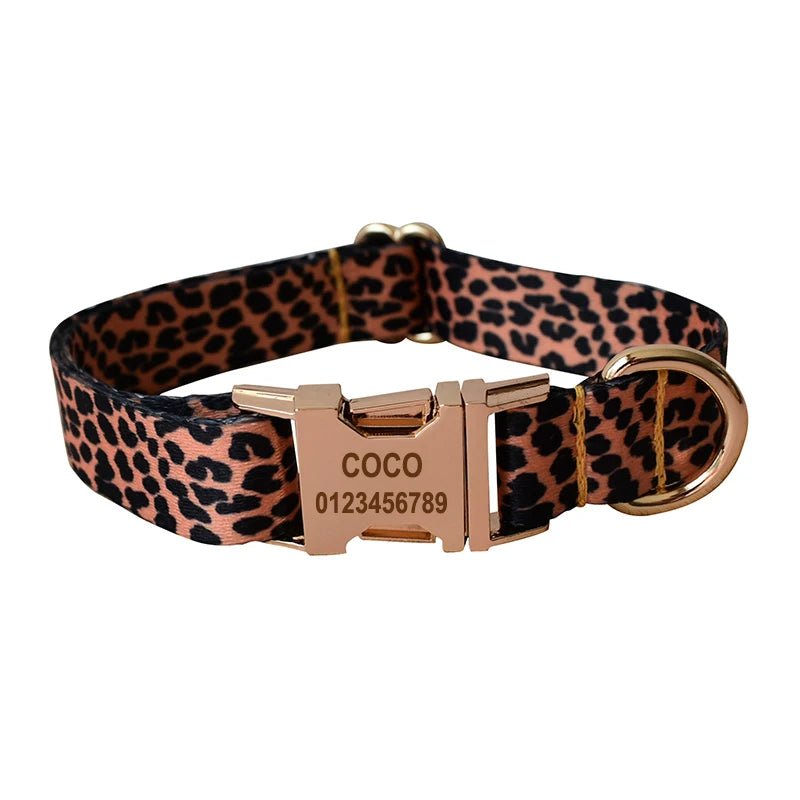 Petspuff Personalised Boho Print Dog Collar & Lead Set – Engraved Name Tag | 6 Designs, S–XL - Petspuff