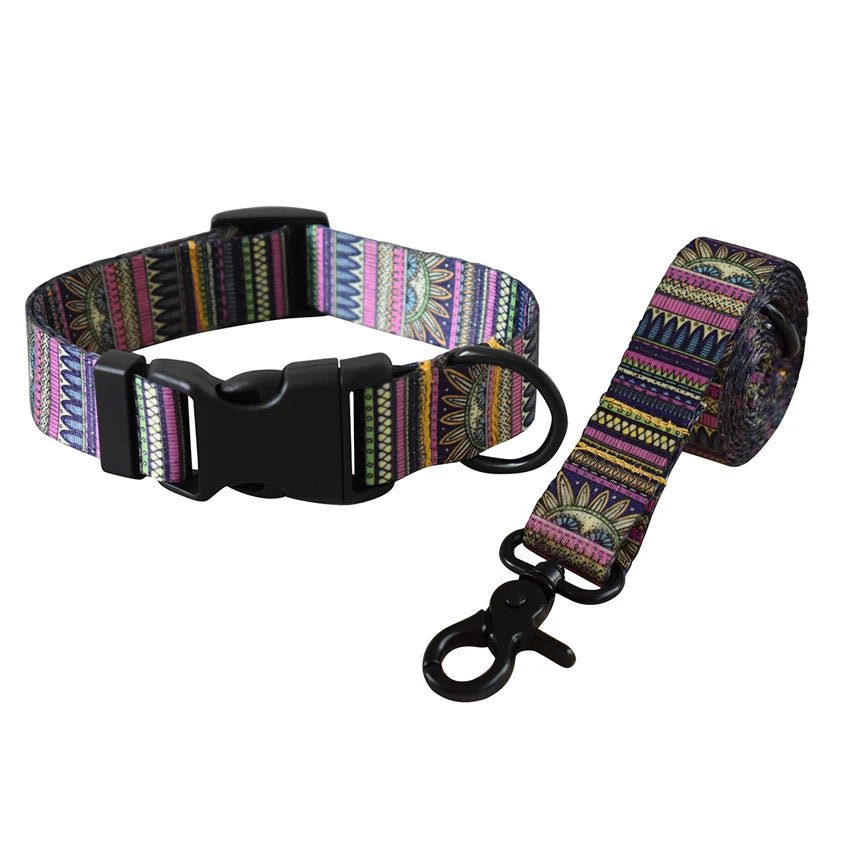 Petspuff Printed Nylon Dog Collar & Lead Set with Quick-Release Buckle – 15 Designs | S–XL