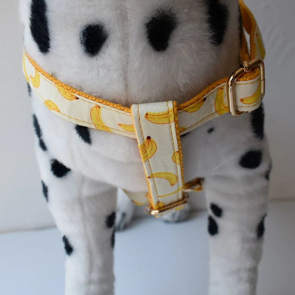 Petspuff Banana Print Dog Harness & Lead – Adjustable Fabric Harness for Small to Large Dogs