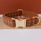 Petspuff Personalised Plaid Print Dog Collar & Lead – Engraved Name Tag | 3 Colours, S–XL