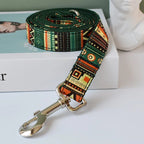Petspuff Personalised Boho Print Dog Collar & Lead with Bow – Free Engraved Name Tag | Large Breeds