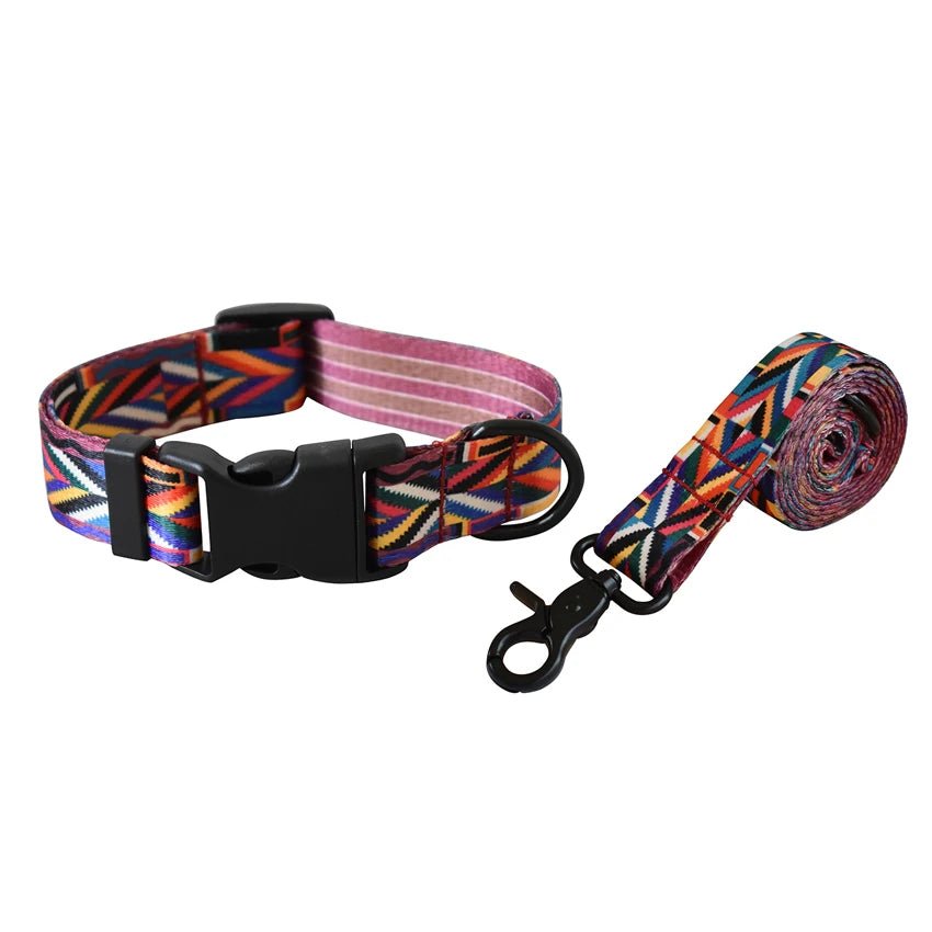Petspuff Printed Nylon Dog Collar & Lead Set with Quick-Release Buckle – 15 Designs | S–XL