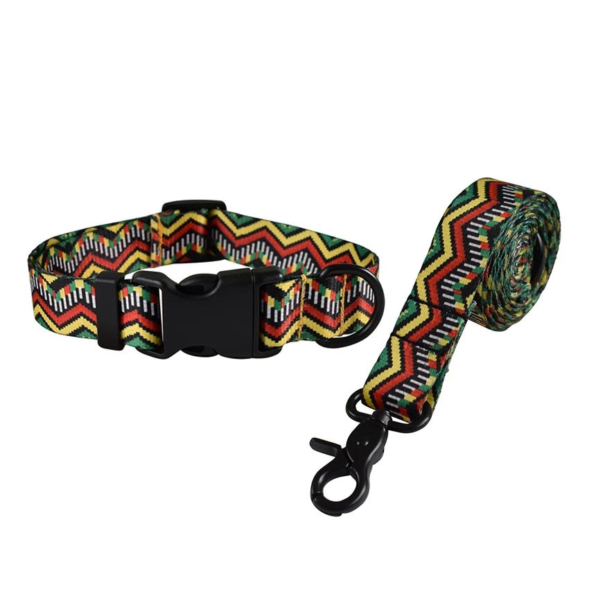 Petspuff Printed Nylon Dog Collar & Lead Set with Quick-Release Buckle – 15 Designs | S–XL