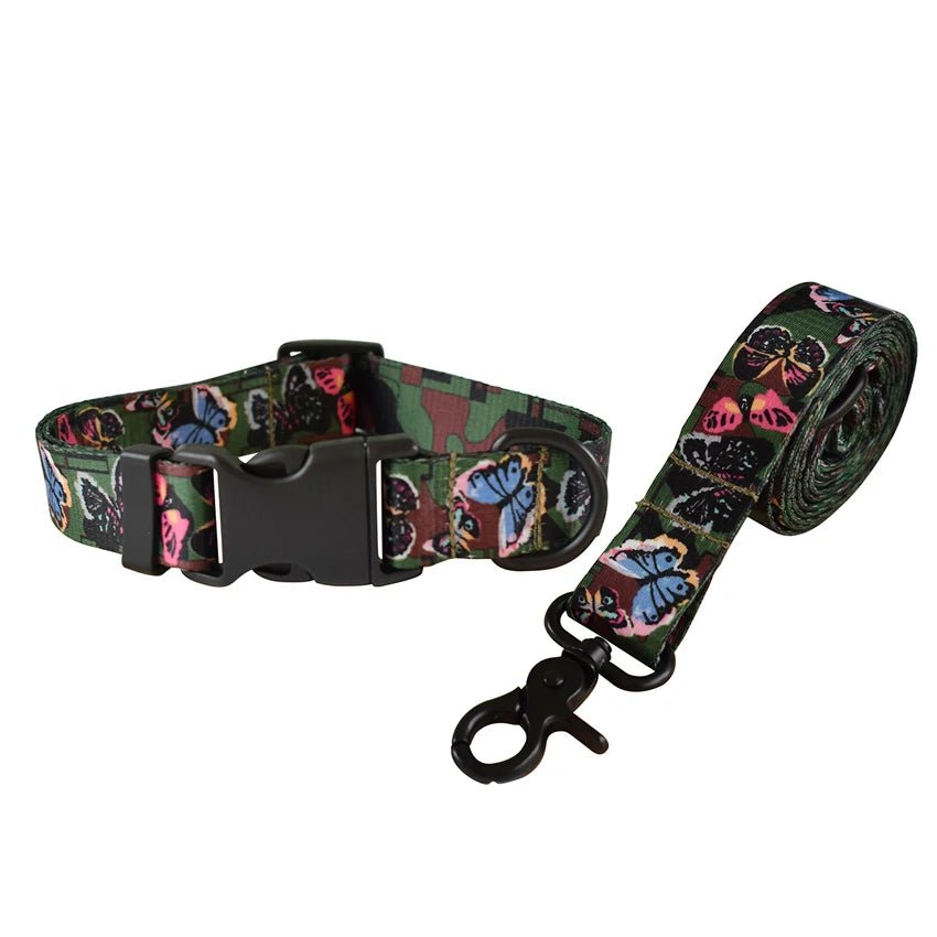 Petspuff Printed Nylon Dog Collar & Lead Set with Quick-Release Buckle – 15 Designs | S–XL