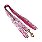 Petspuff Personalised Floral Bow Tie Dog Collar & 1.5m Lead – Metal Buckle, Engraved Name Tag - Petspuff