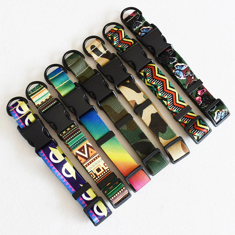 Petspuff Personalised Printed Nylon Dog Collar – Engraved Name Plate | 15 Designs, S–XL