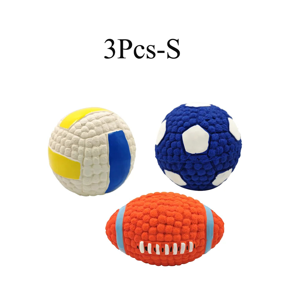 Petspuff Squeaky Latex Dog Ball – Football, Volleyball & Rugby Ball Toys | Small to Large Dogs