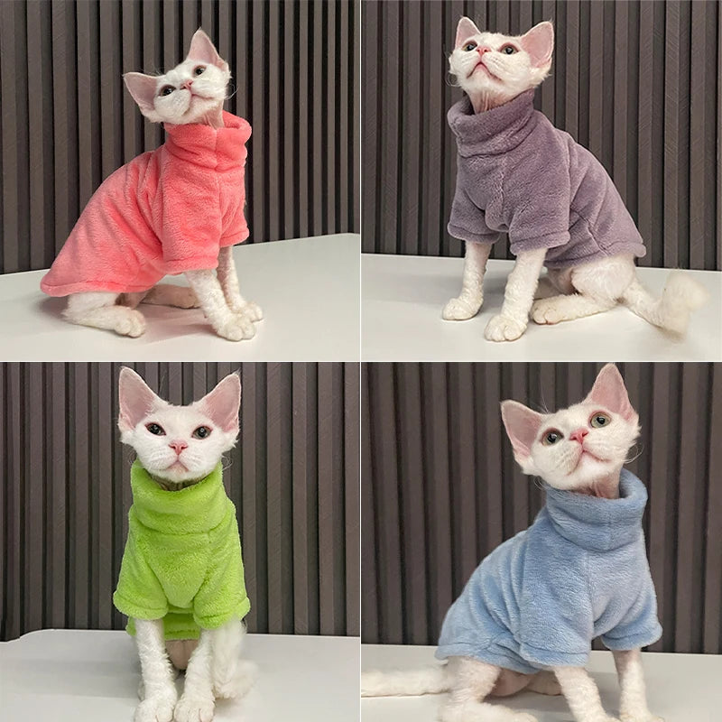 Petspuff Turtleneck Plush Cat Jumper – Warm Sweater for Hairless Cats & Small Dogs