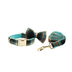 Petspuff Plaid Dog Collar, Harness & Lead Set with Bow – 4-Piece Walking Set | XS–XL