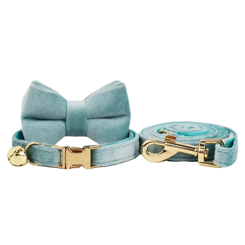 Petspuff Personalised Bow Cat Collar & Lead with Bell – Engraved ID Tag | 7 Colours