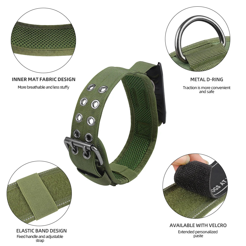 Petspuff Heavy Duty Tactical Dog Collar with Handle – Thick Padded Training Collar | Medium & Large Dogs