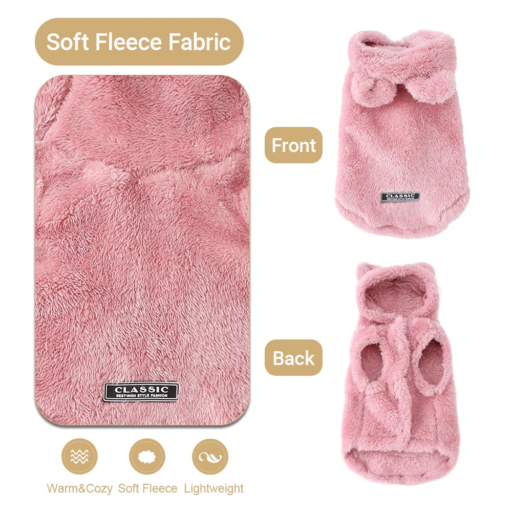 Petspuff Plush Hooded Dog Hoodie – Cosy Fleece Jumper | Small Dogs & Cats