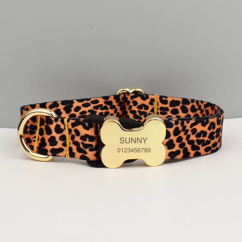 Petspuff Personalised Boho Dog Collar & Lead – Engraved Nameplate | 5 Designs, S–XL