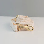 Petspuff Personalised Lace Dog Collar & Lead – Gold or Rose Gold, Engraved Nameplate | Wedding
