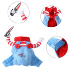 Petspuff Horror Doll Dog Costume – Funny Halloween Outfit with Toy Knife | Small to Large Dogs