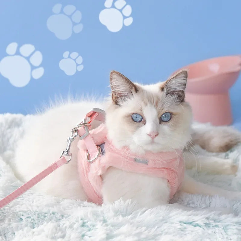 Petspuff Plush Winter Harness & Lead Set – Soft Reflective Vest | Small Dogs, Puppies & Cats