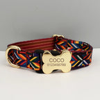 Petspuff Personalised Boho Dog Collar & Lead – Engraved Nameplate | 5 Designs, S–XL