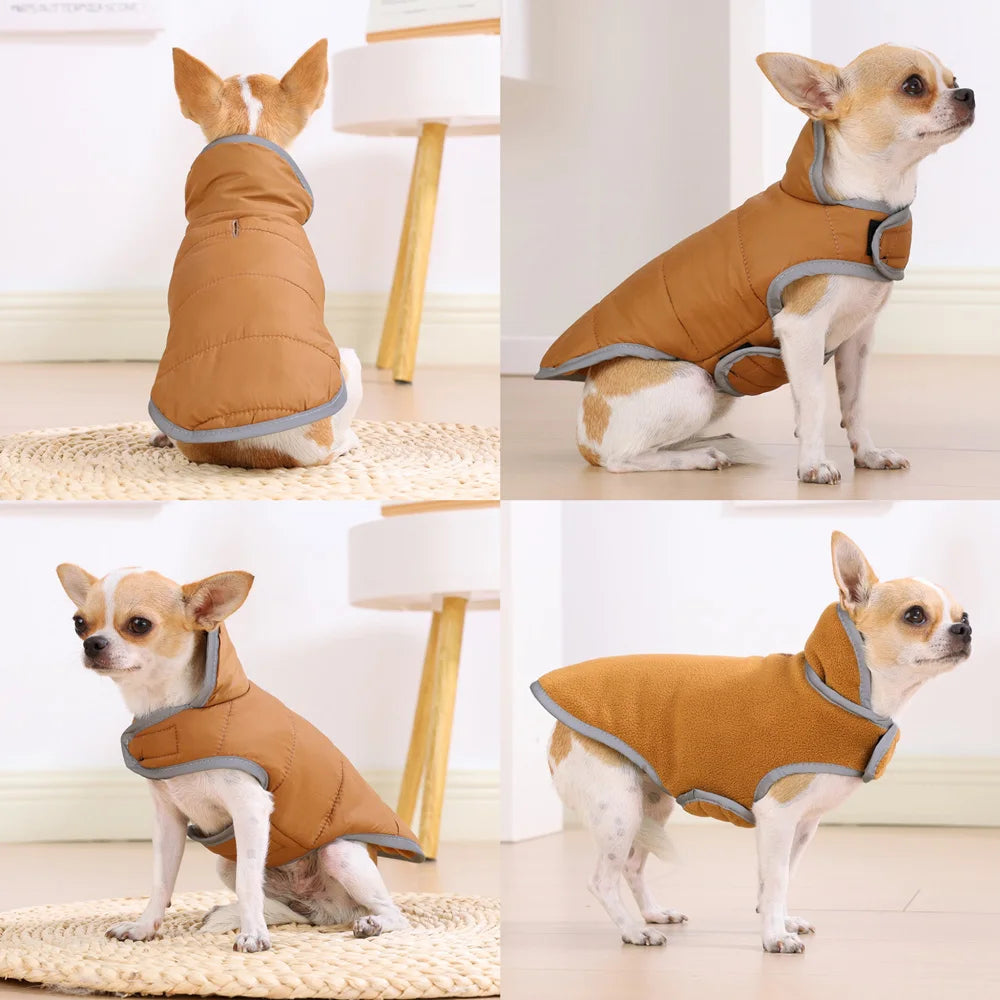 Petspuff Reflective Corduroy Dog Jacket – Fleece-Lined Winter Coat with Lead Hole | Small & Medium Dogs