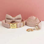 Petspuff Personalised Adjustable Dog Collar & Lead with Bow – Engraved ID Tag | 5 Designs, XS–XL