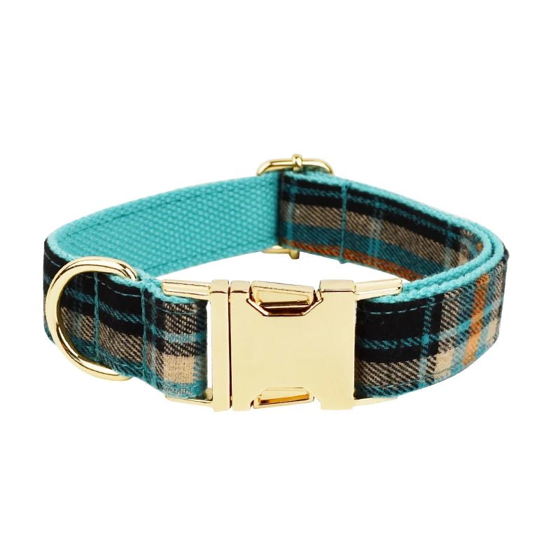 Petspuff Plaid Dog Collar, Harness & Lead Set with Bow – 4-Piece Walking Set | XS–XL