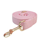 Petspuff Personalised Pink Corduroy Dog Collar & Lead Set – Engraved Name Tag, Bow & Harness